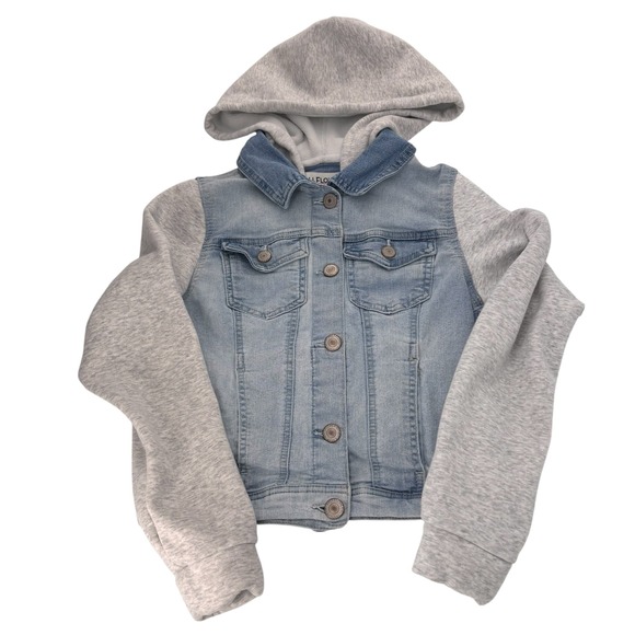 Wallflower Other - Wallflower Girls Small Dreamer Fit Denim Jacket Heather Gray Hood Sleeves‎ Small